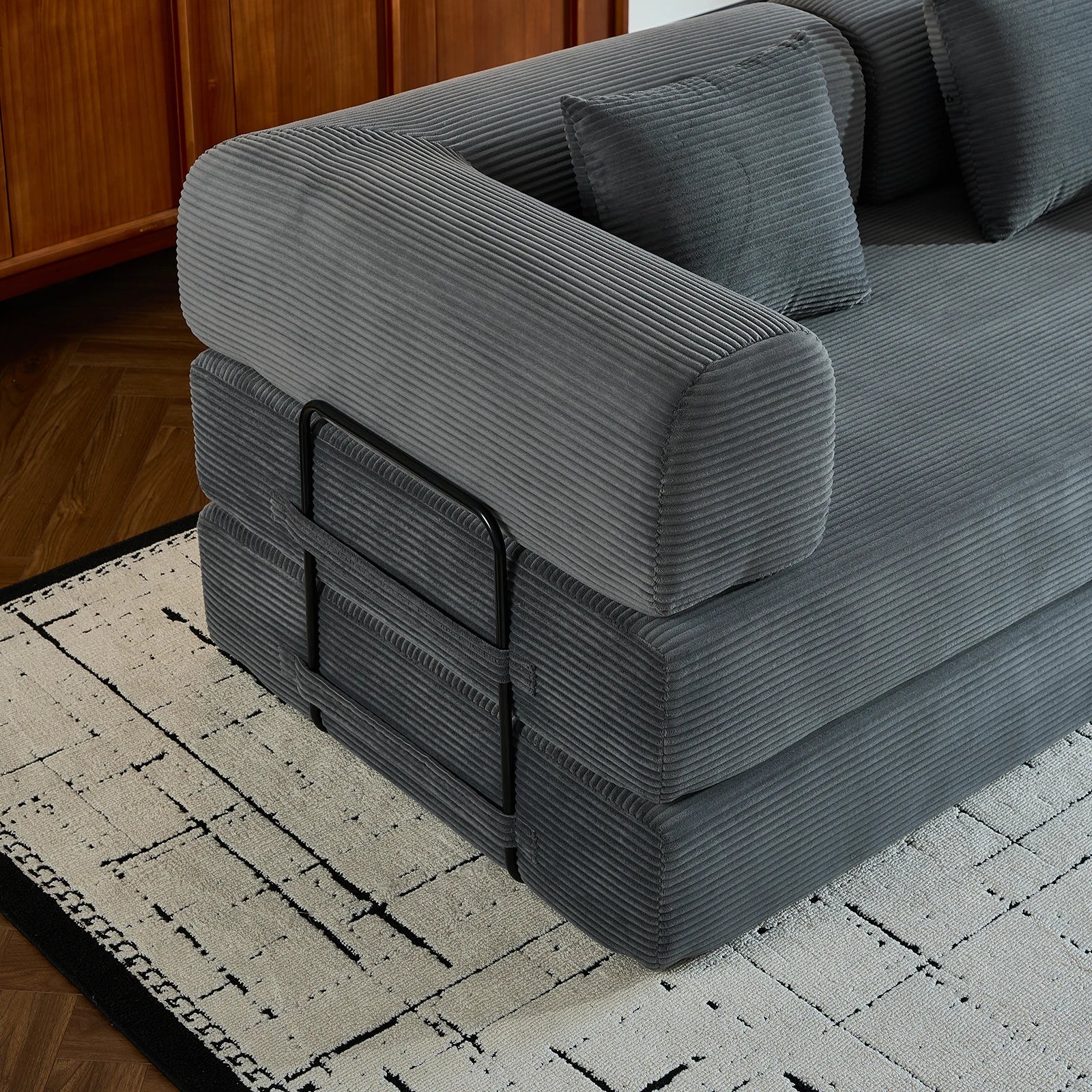 Oversized Corduroy Convertible Futon Bed and Loveseat for Small Spaces