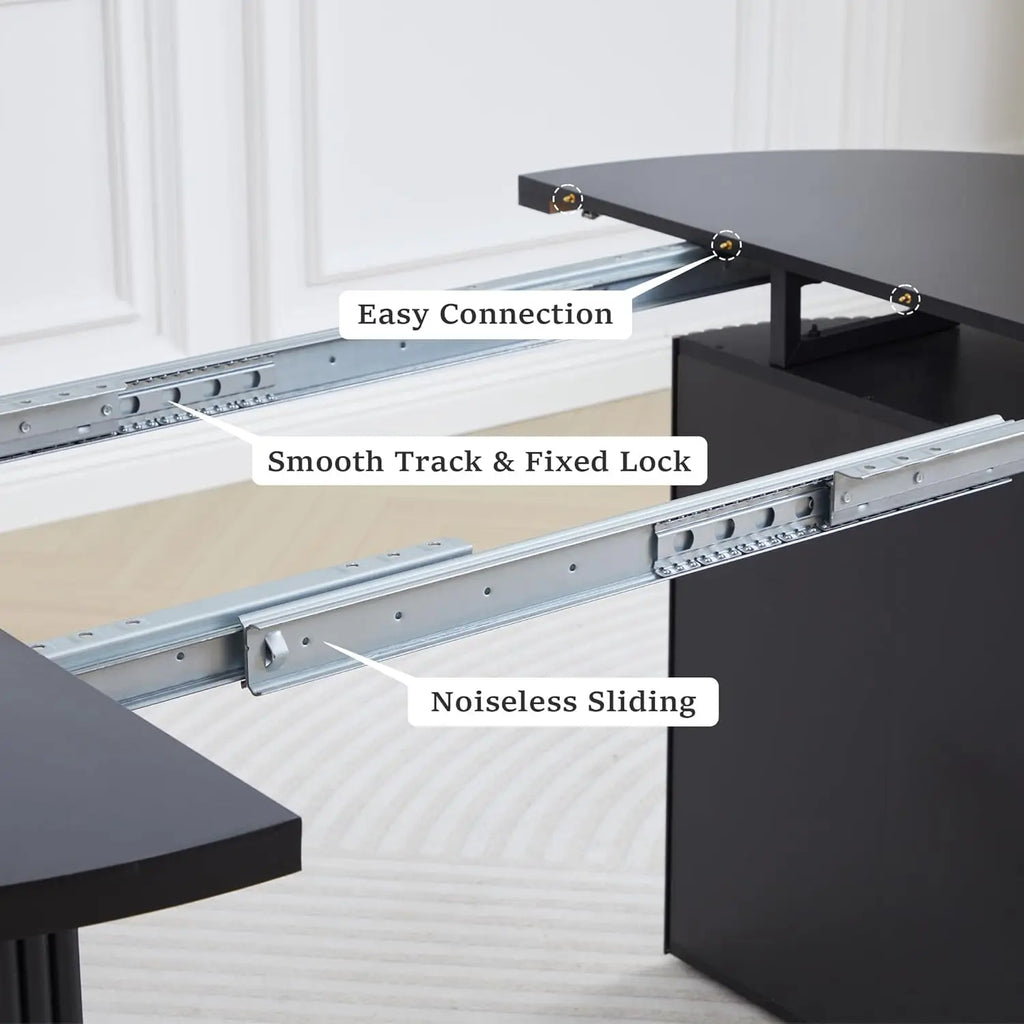 41-78" Modern Oval Extendable Dining Table with Stylish Fluted Base for 4-8 People