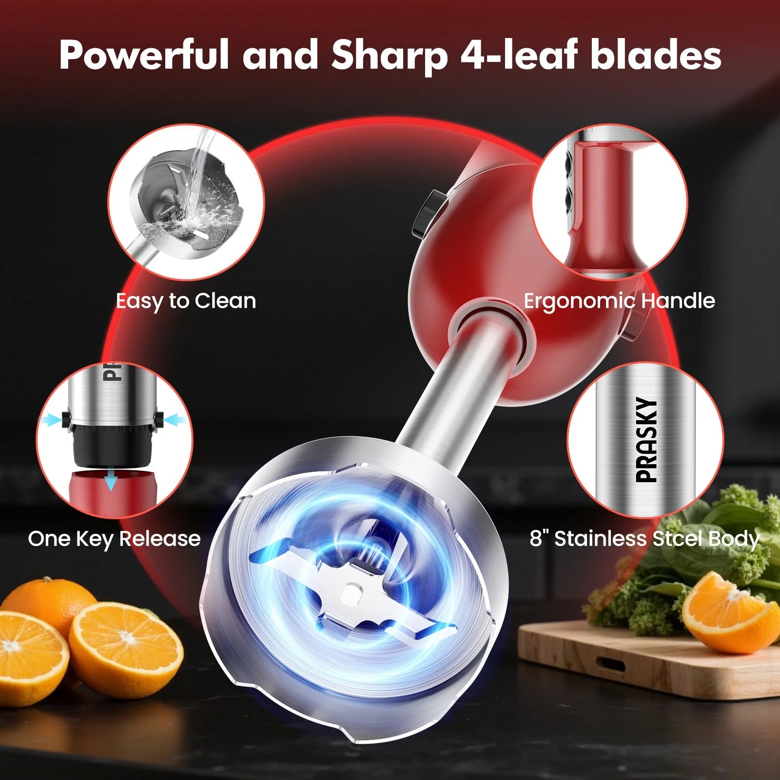 PRASKY 5-in-1 Blender with High Power Motor & Multi-Attachments