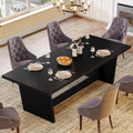 Rectangular Farmhouse Kitchen Table with Solid Pedestal