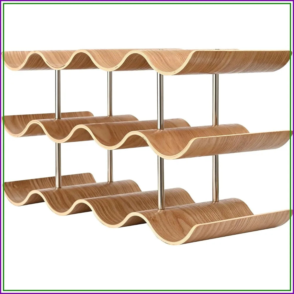 3-Tier Wood Wine Countertop Rack for 12 Bottles