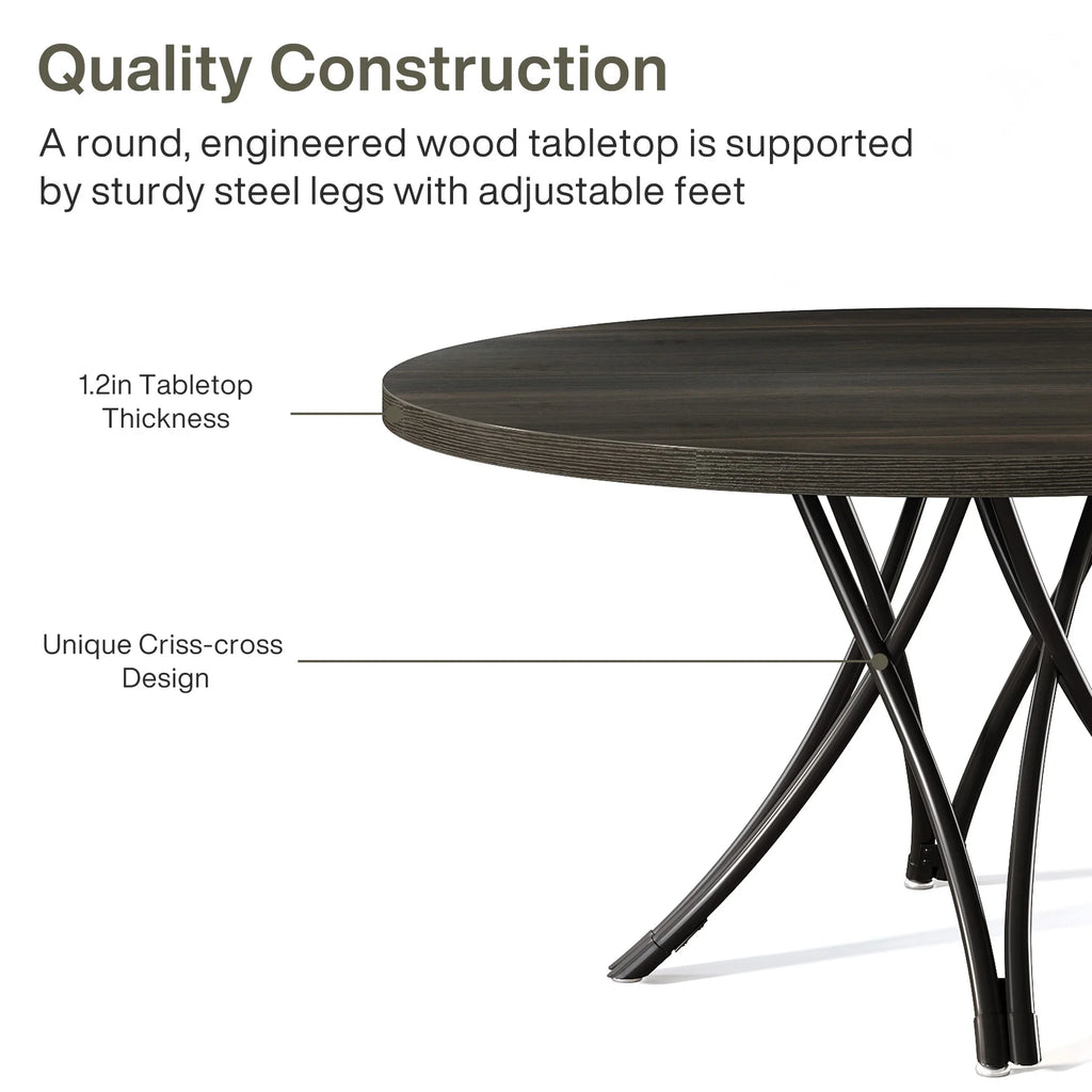 Tribesigns Large Round Wooden Dining Table with Artistic Based Legs for 4-6 People