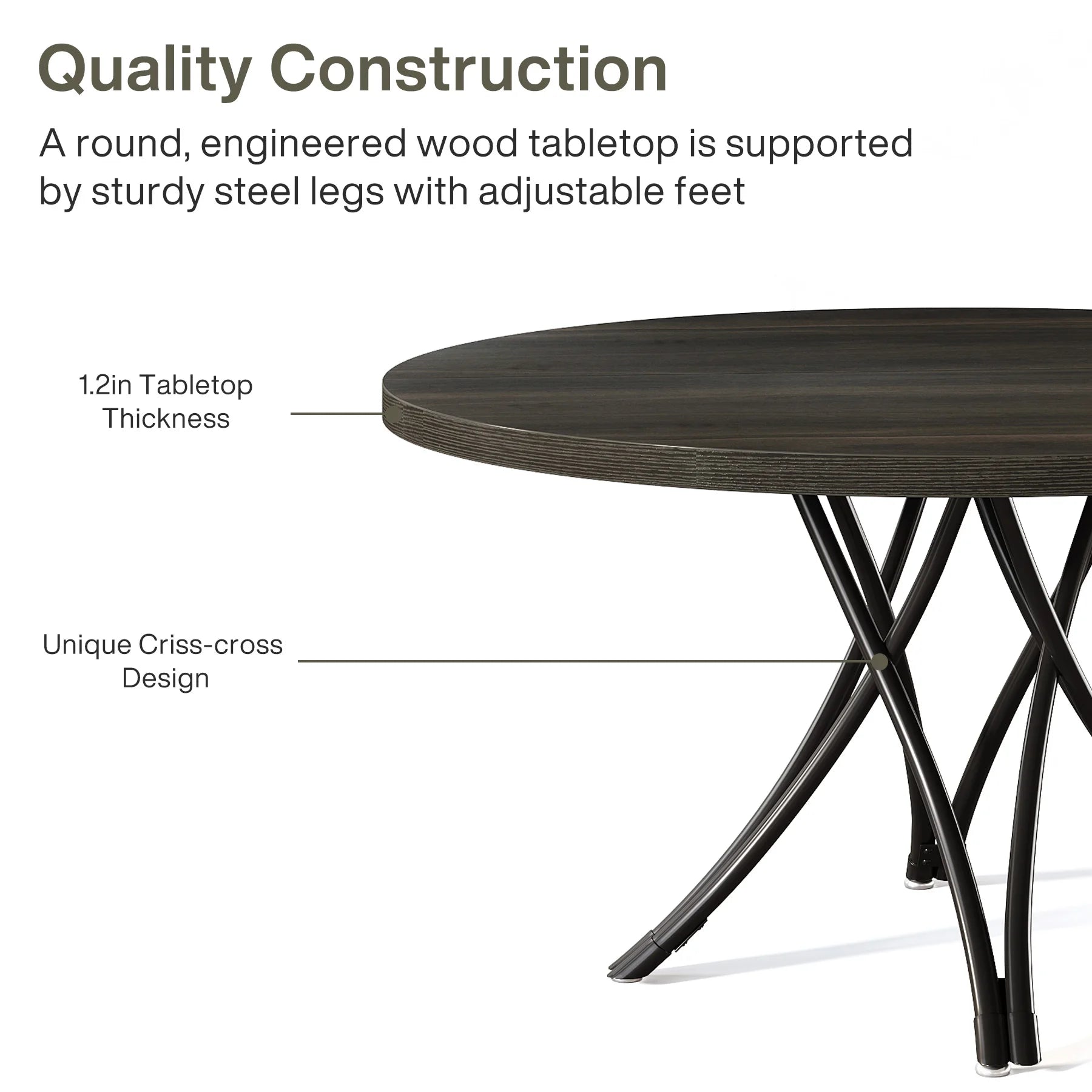 Tribesigns Large Round Wooden Dining Table with Artistic Based Legs for 4-6 People