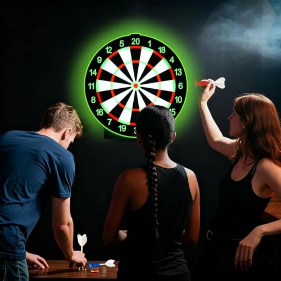 LED Light Up Dart Board with 6 Safe Suction Cup Darts