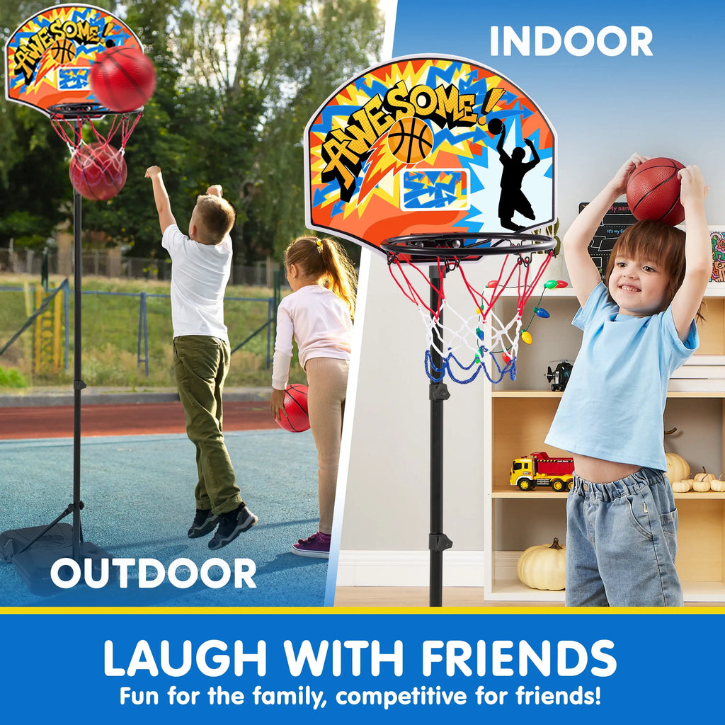 JOYFY 2.8-6.2 ft Adjustable Kids Basketball with 4 Balls for Toddlers, Indoor, and Outdoor