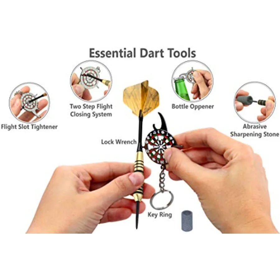 Premium Steel Tip Darts Set - Professional Darts, Brass Barrels, Metal Tip Darts, Extra Flights, 12 Aluminum Shafts 35/48, O-Ri