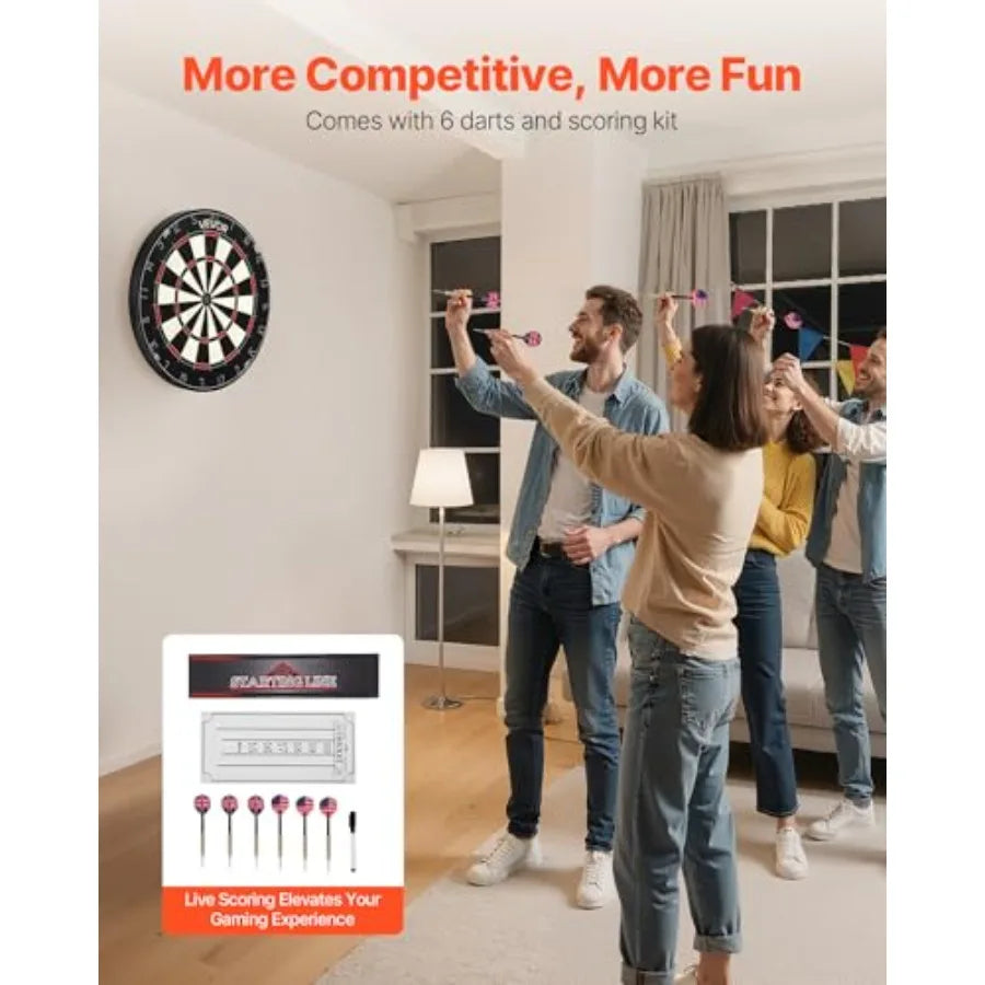 Dartboard with 6 Darts and Scoring Kit
