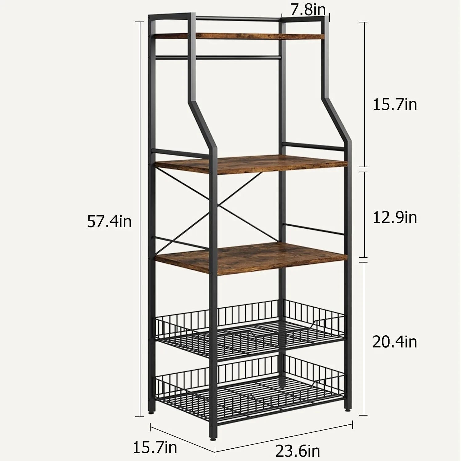 5 Tier Kitchen Bakers Rack with Microwave Stand