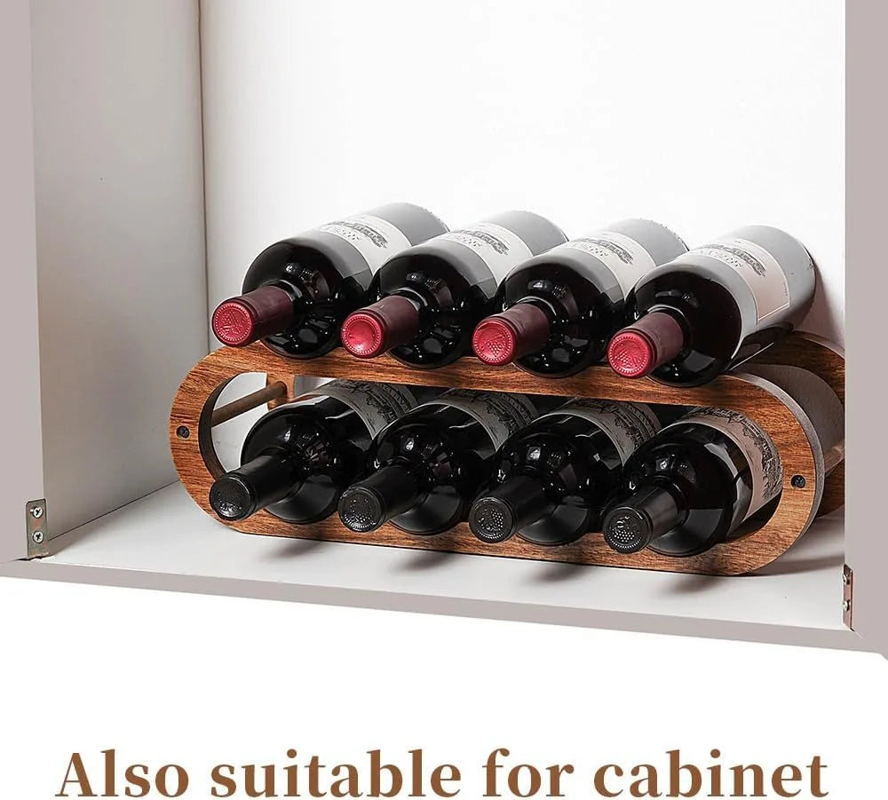 2 Tier Acacia Wood Wine Rack for Cabinet Countertop, Adjustable 2 Sizes