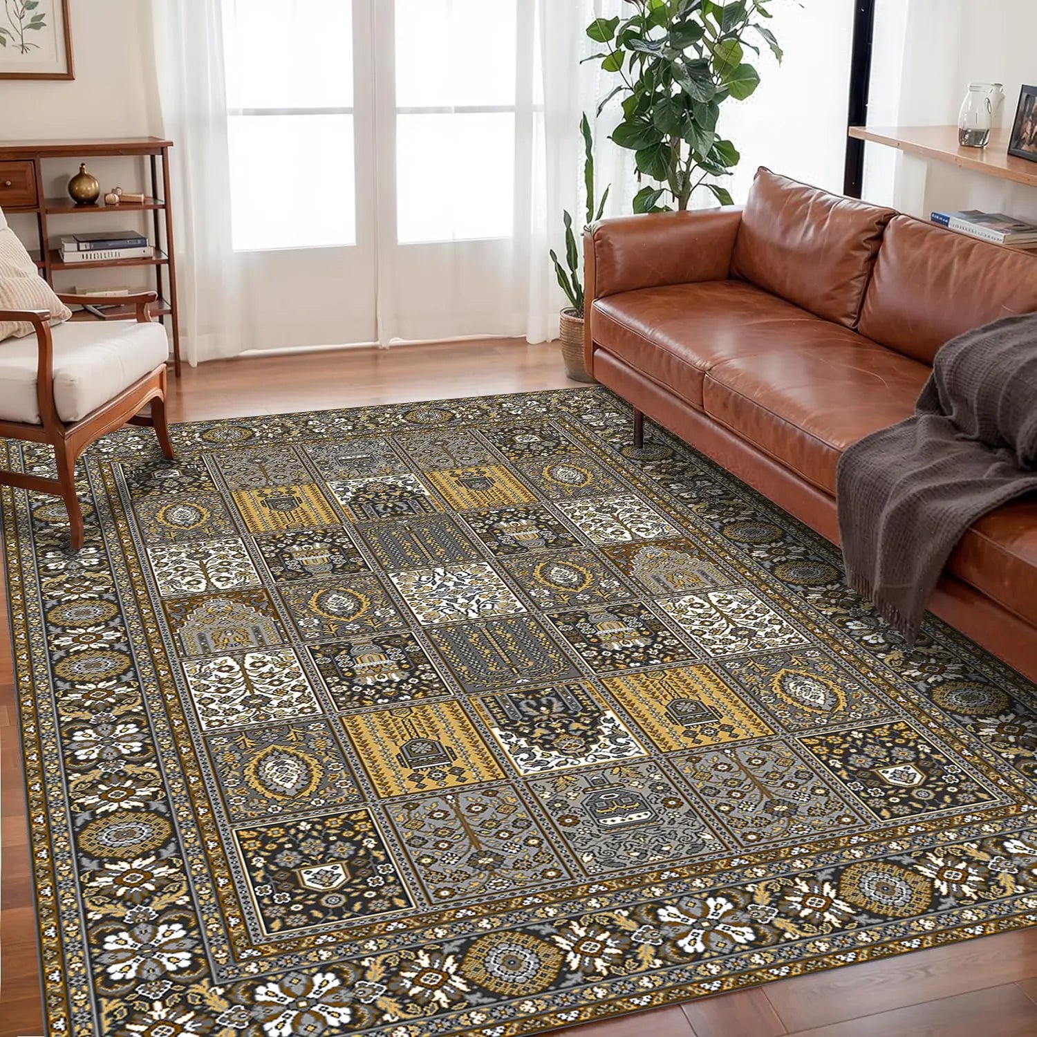 VIKAMA Bohemian Vintage Rug - Stain-Resistant and Easy-Care Floor Mat