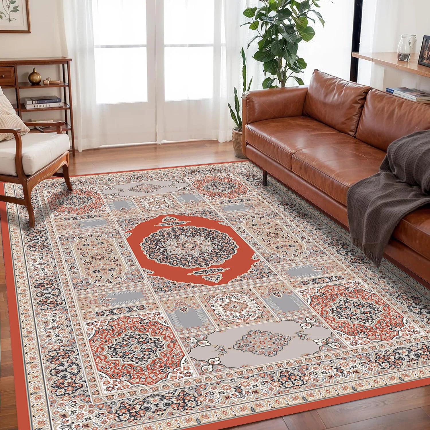 VIKAMA Bohemian Vintage Rug - Stain-Resistant and Easy-Care Floor Mat