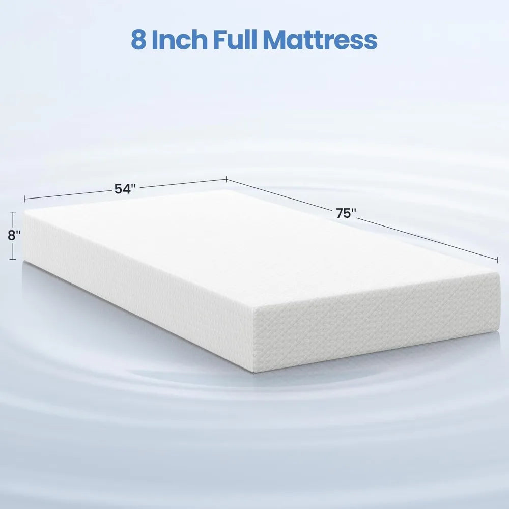 8"  Aromatic Cooling Gel Memory Foam Mattress Medium Firm with Motion Isolation
