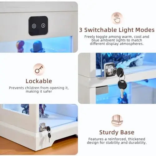 Wooden Curio Cabinet with 3 Color LED  Lighting with Motion Detector
