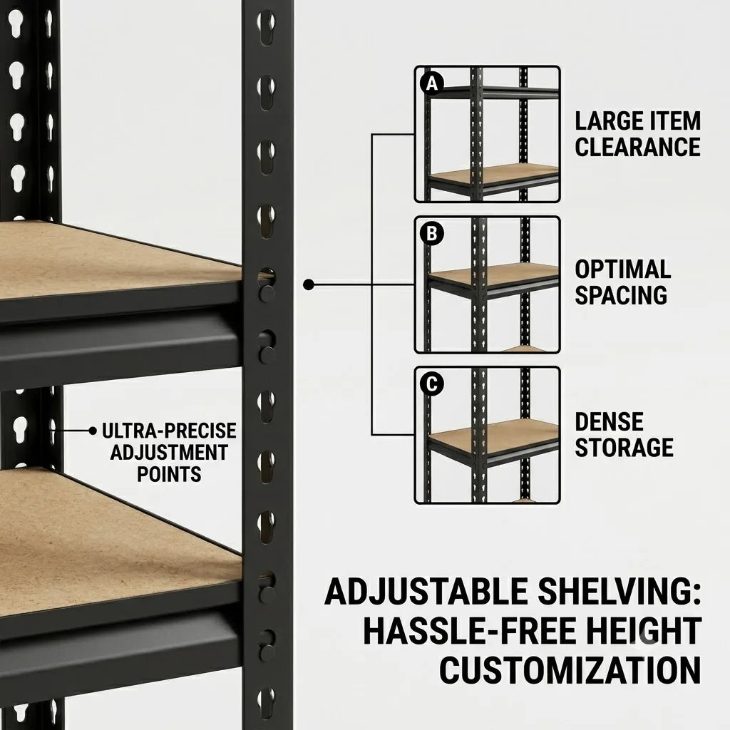 Slim 5-Tier Metal Shelving Heavy Duty Adjustable Storage Rack