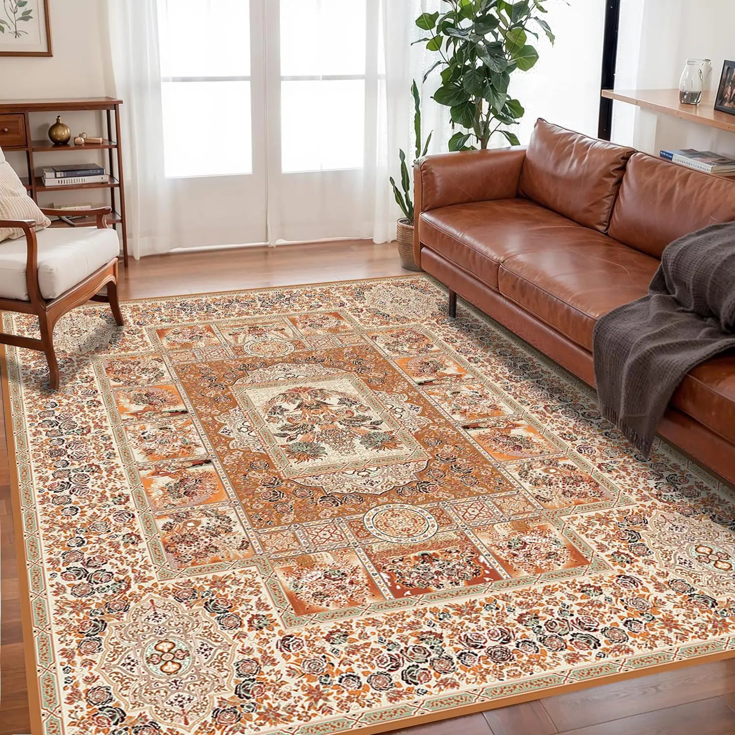 VIKAMA Bohemian Vintage Rug - Stain-Resistant and Easy-Care Floor Mat