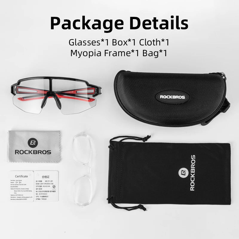 ROCKBROS Photochromic Cycling Glasses UV400 Sports Protection