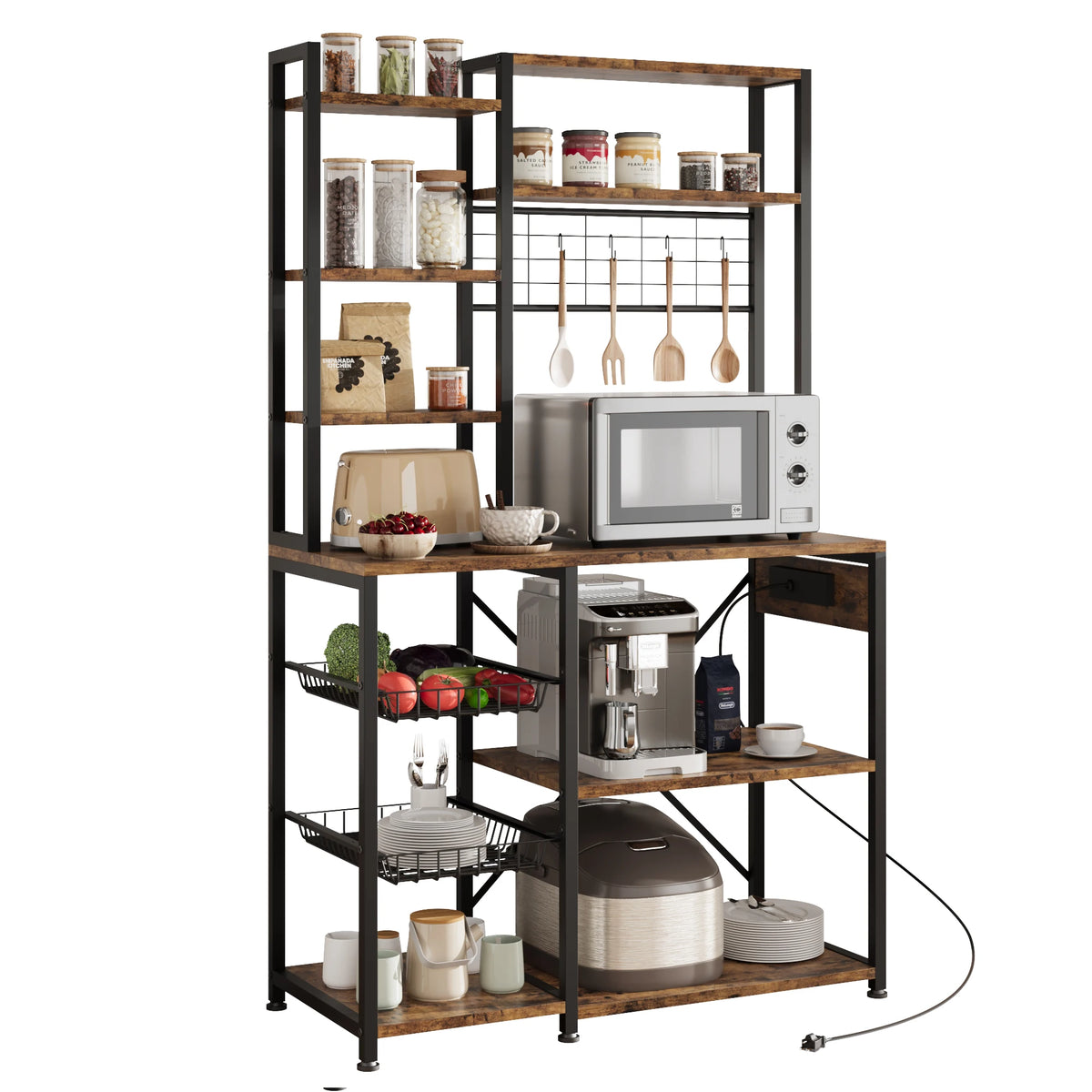 7-Tier Bakers Rack with Power Outlet