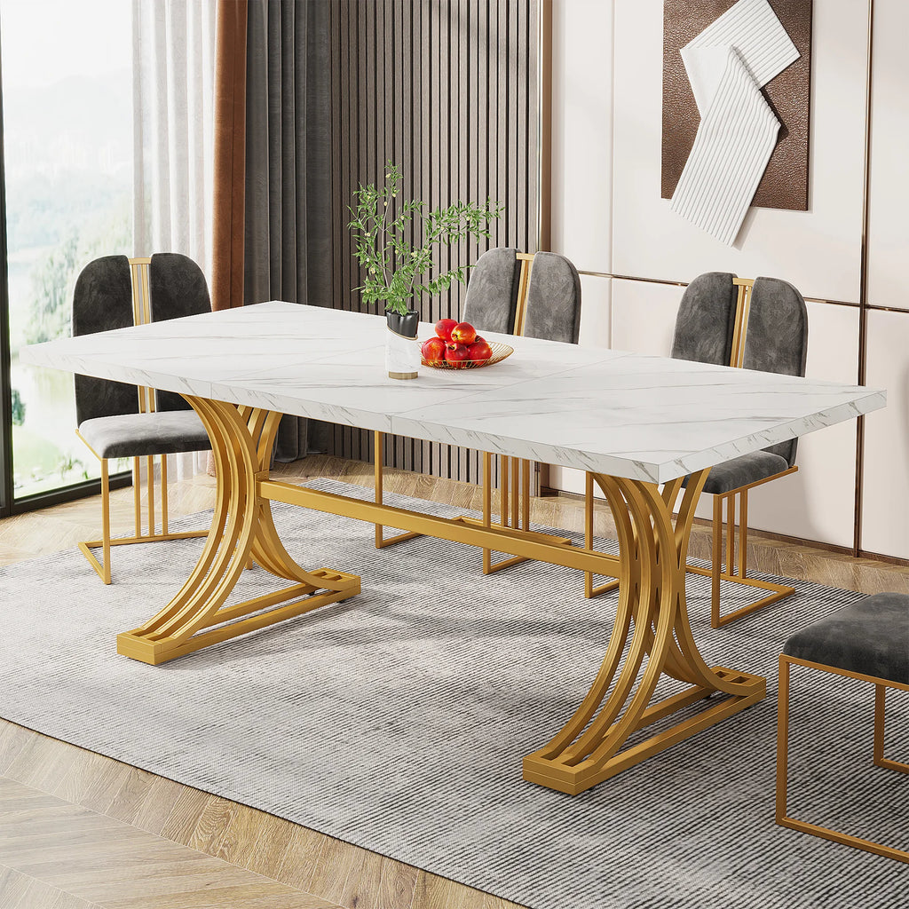 Tribesigns Faux Marble Rectangular Dining Table for 4 -6 People