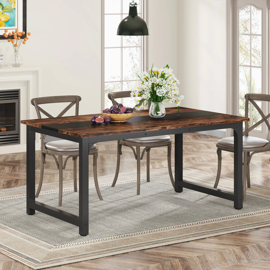 Tribesigns Rectangular Industrial Kitchen Table for 6-8 Persons
