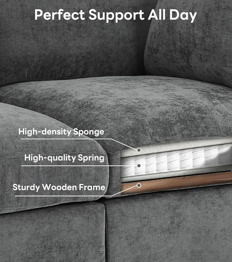 Iroomy  Modern Chenille 4 Setter Sectional, L Shaped Convertible Sofa with Ottoman