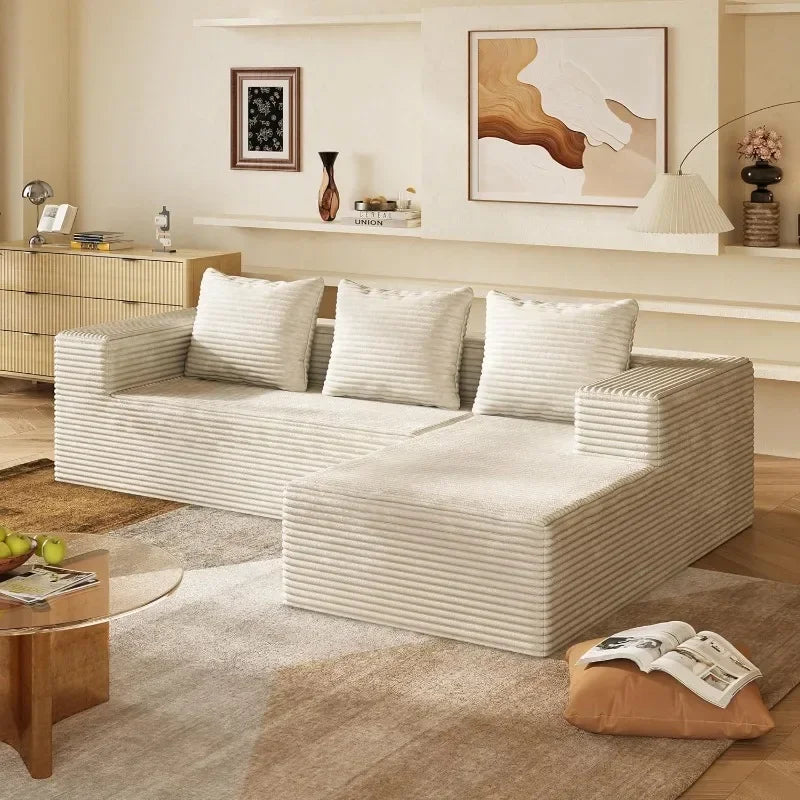 WLIVE 110 U Shaped Sectional 7 Seat Sleeper Sofa with Storage Chaise and Pillows