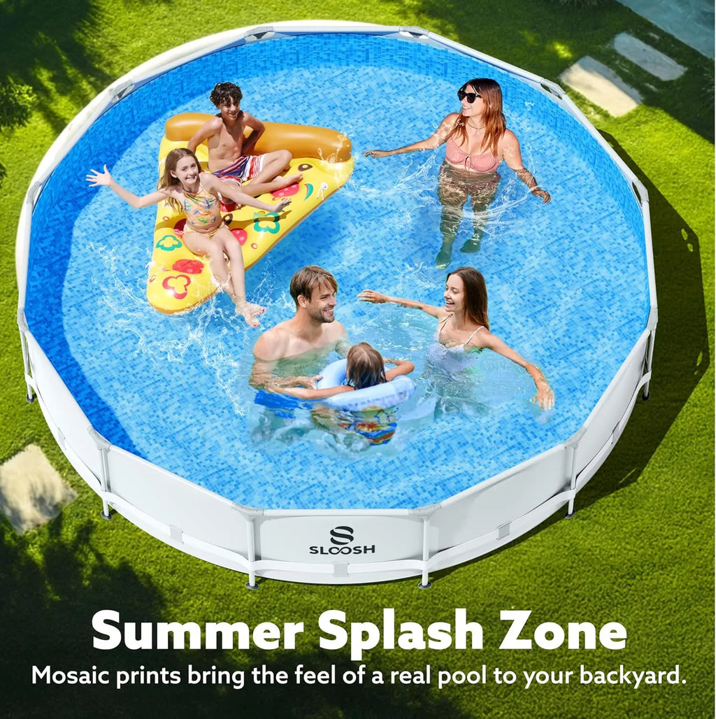JOYFY Round Above Ground Pool with Filter Pump