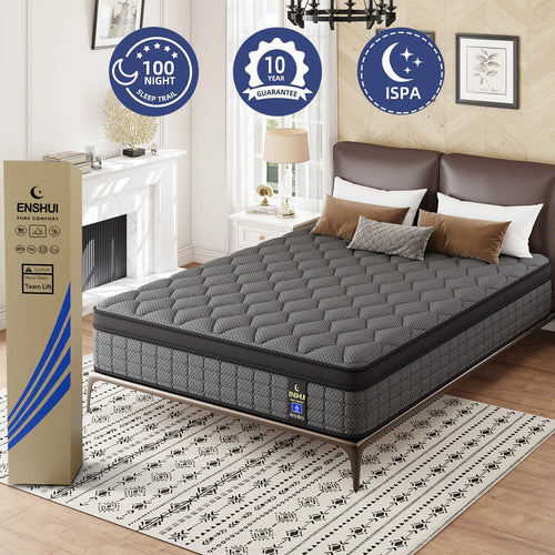 12"14" Euro Top Gel Memory Foam Hybrid Mattress In A Box Twin Full Queen King Medium Firm with Motion Isolation