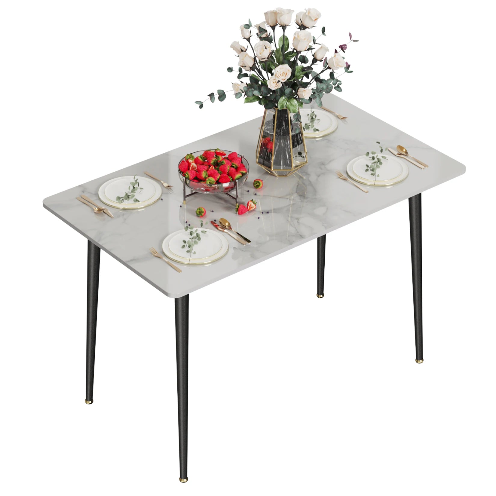 Rectangular Marble Dining Table for 4-6 People