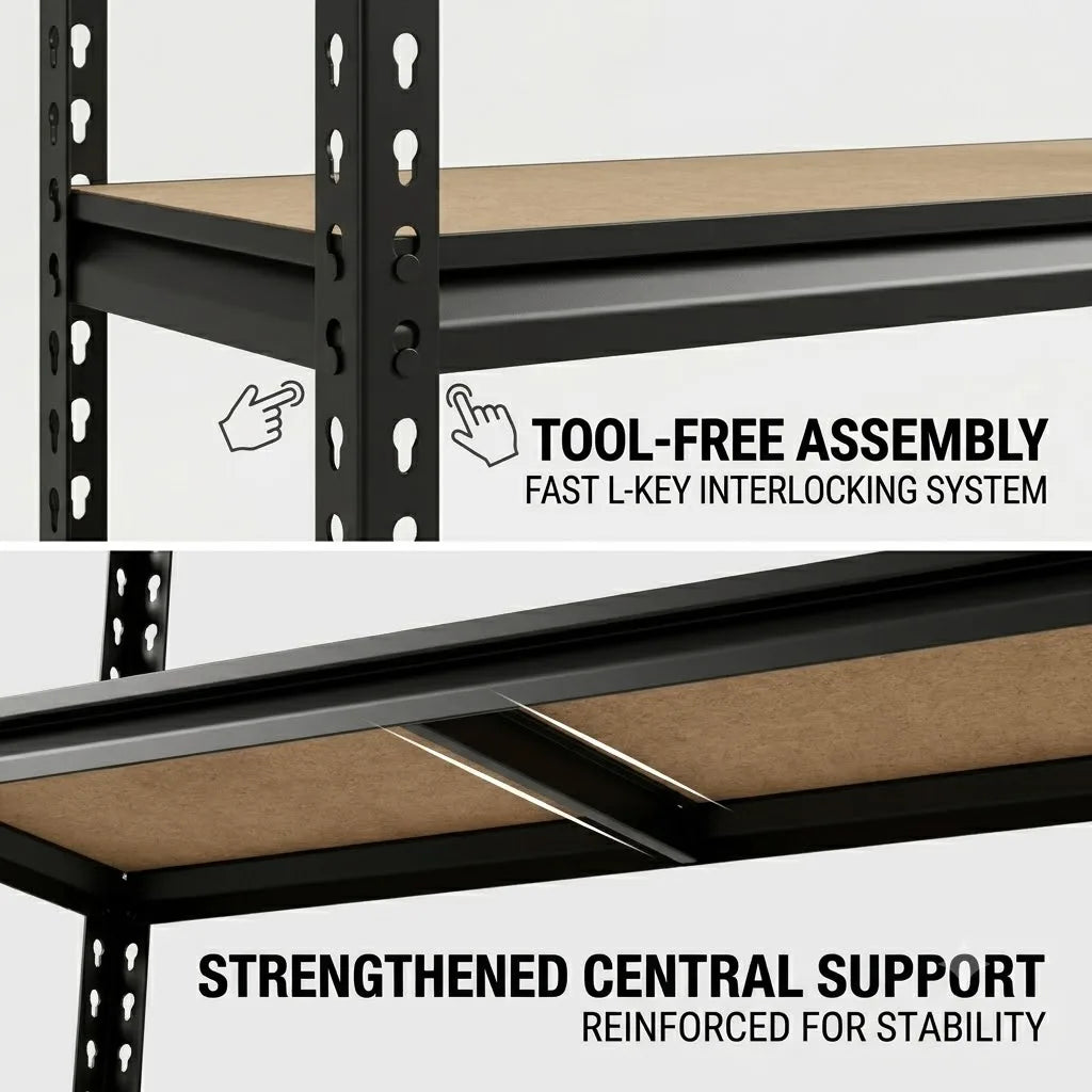 Slim 5-Tier Metal Shelving Heavy Duty Adjustable Storage Rack