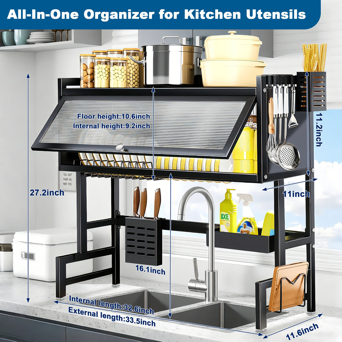 Extra long Countertop Drying Rack for Kitchen Sink