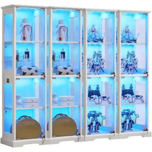 Wooden Curio Cabinet with 3 Color LED  Lighting with Motion Detector