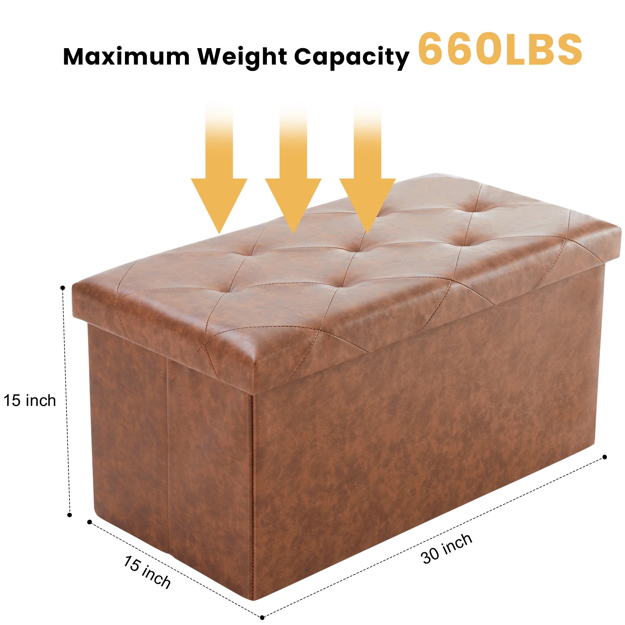 JHK 43" Leather Folding Ottoman