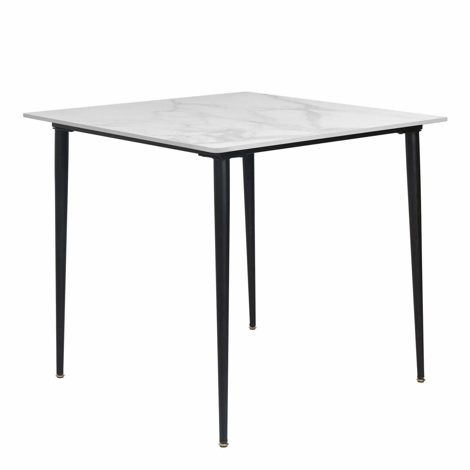 Mid-Century Stone and Marble Dining Table with Metal Legs for 4 People