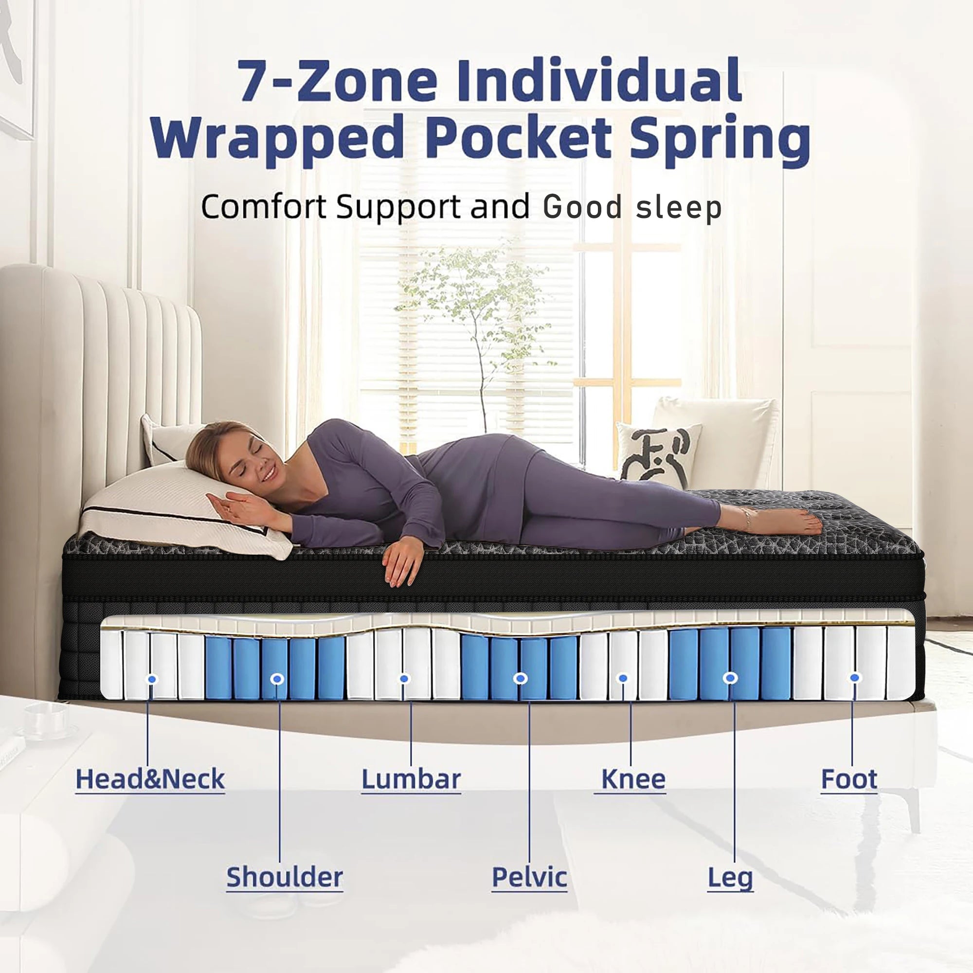 12"14"Gel Memory Foam Spring Mattress For Twin Full Queen King Cooling & Breathable