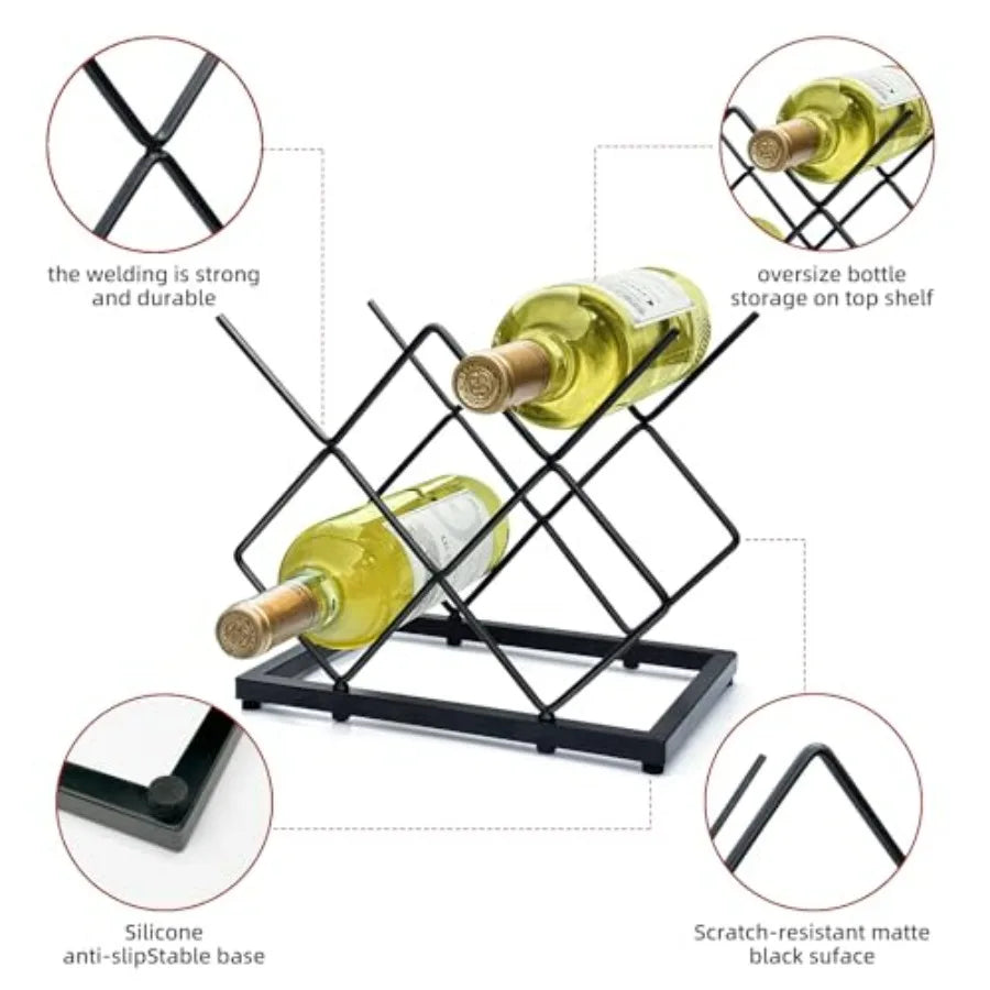 Black Countertop 5 Bottle Wine Rack