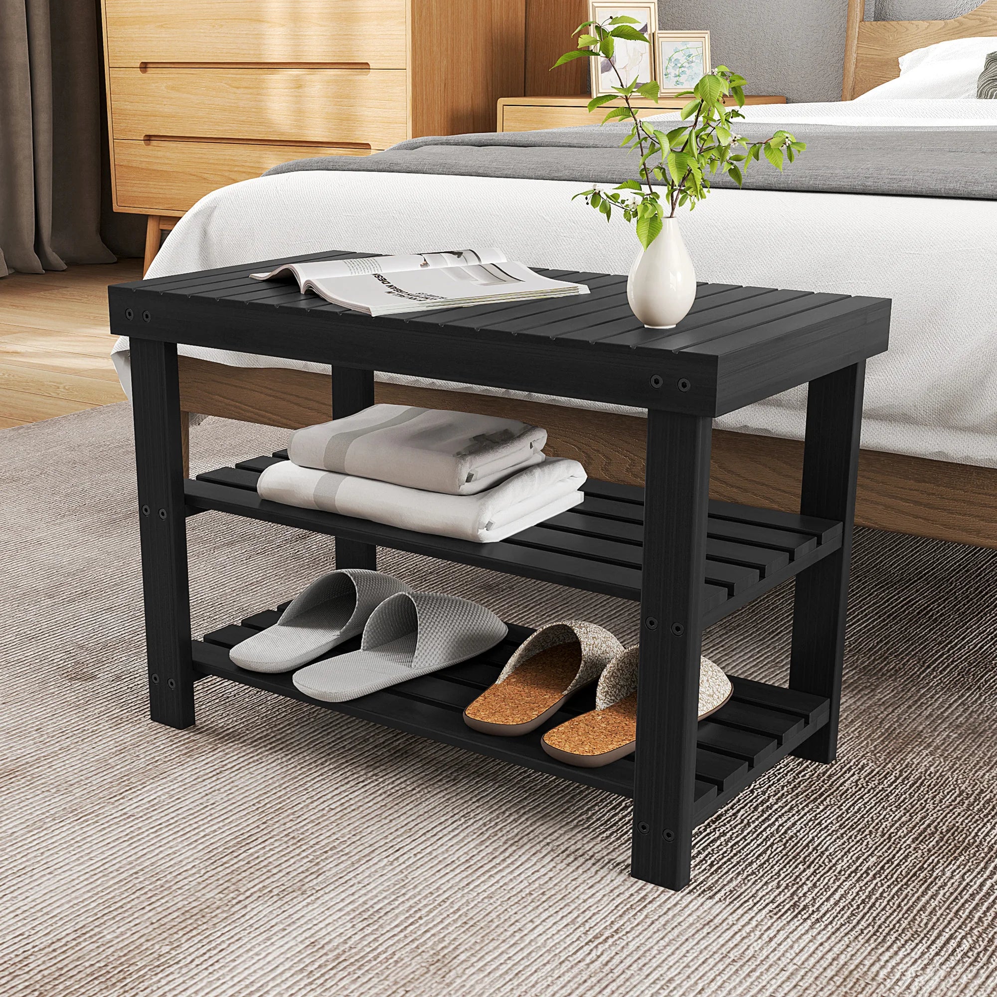 JHK 3 Tier Wooden Multifunctional Storage