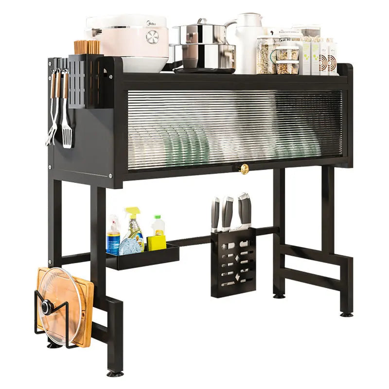 Multi-Functional Steel Kitchen Storage Rack with Cover