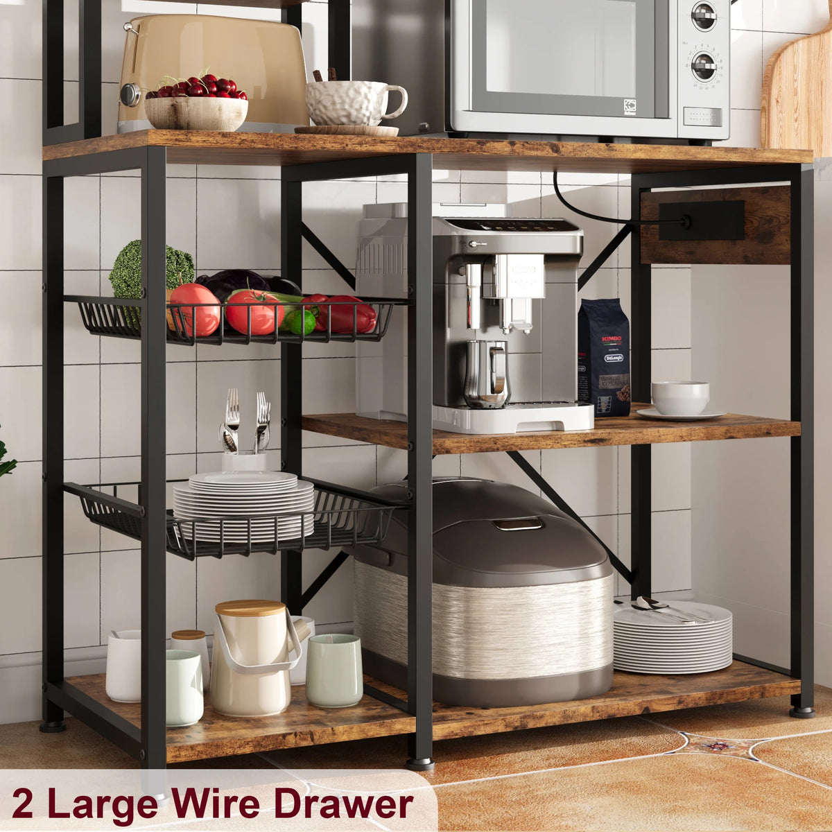 7-Tier Bakers Rack with Power Outlet