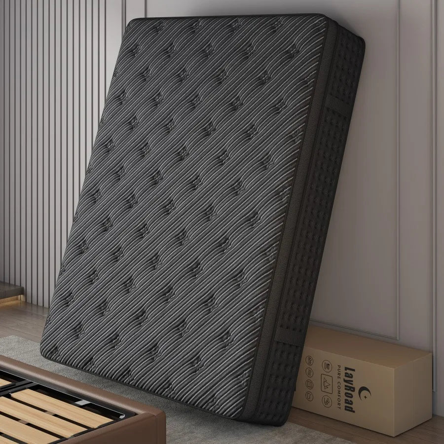 LayRoad 12/14" Memory Foam Spring Mattress In A Box Medium Firm
