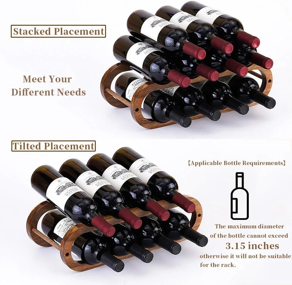 2 Tier Acacia Wood Wine Rack for Cabinet Countertop, Adjustable 2 Sizes