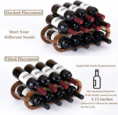 2 Tier Acacia Wood Wine Rack for Cabinet Countertop, Adjustable 2 Sizes