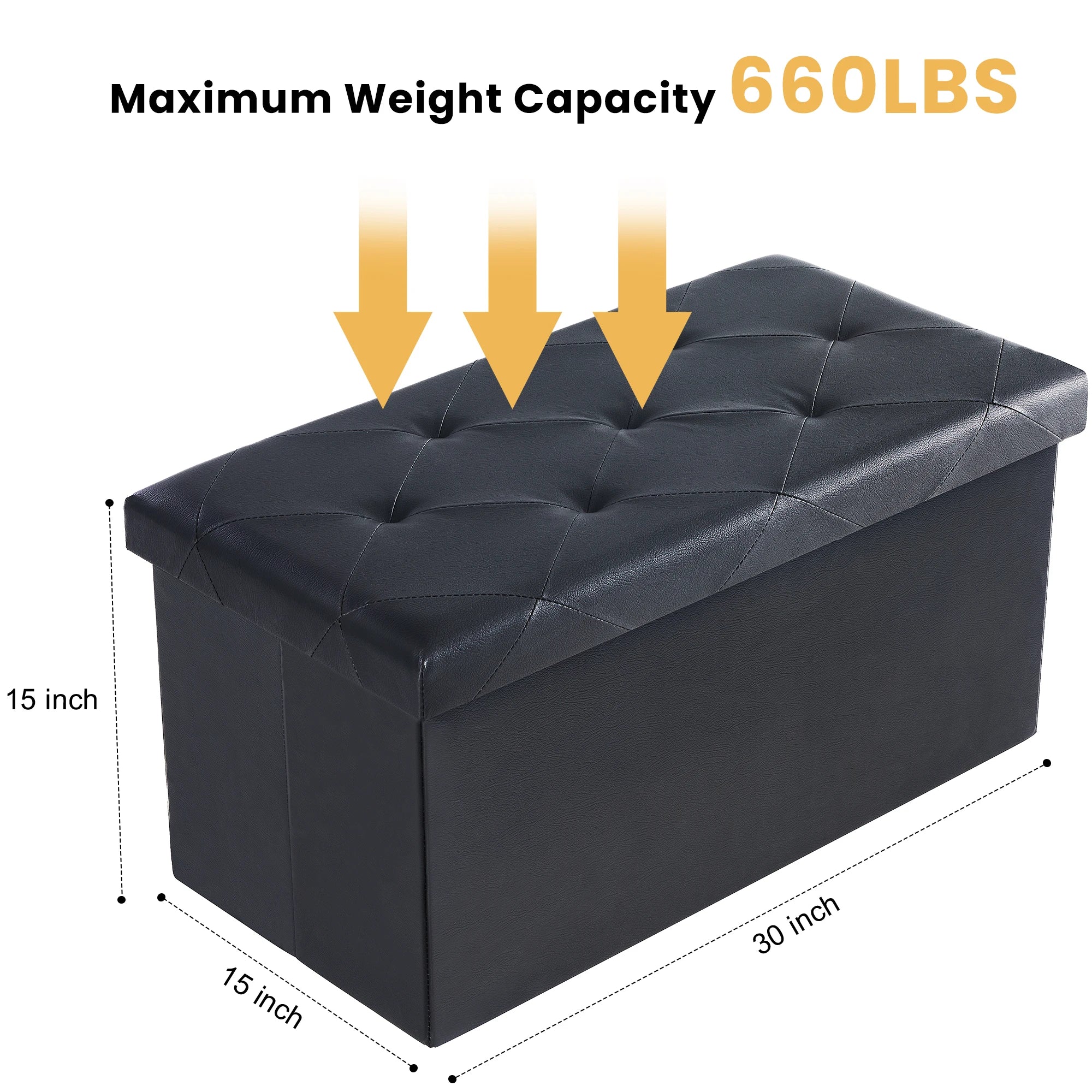JHK 43" Leather Folding Ottoman