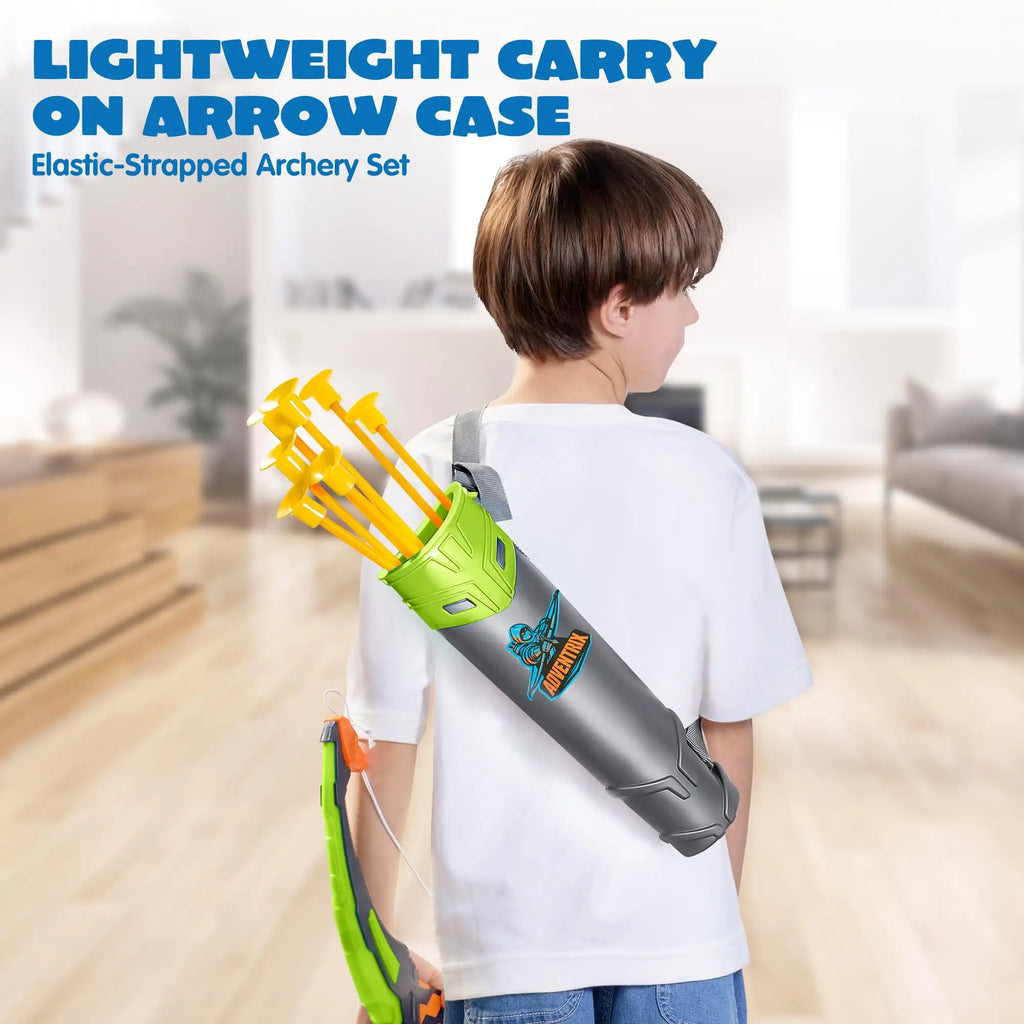 JOYFY Kids Bow & Suction  Cup Arrow Set with LED Flash Lights Outdoor Play for Kids 6-12