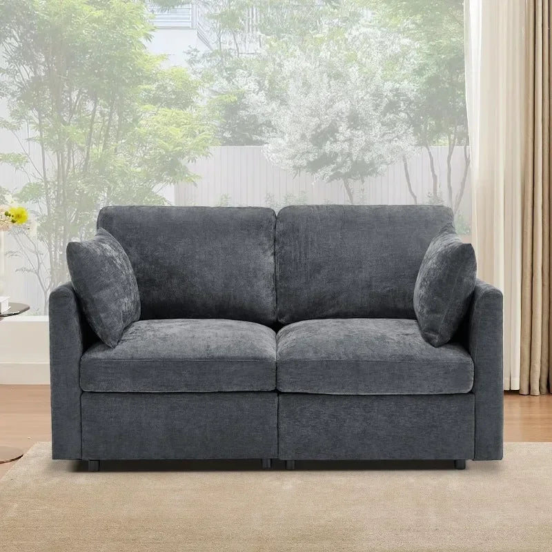 Iroomy  Modern Chenille 4 Setter Sectional, L Shaped Convertible Sofa with Ottoman