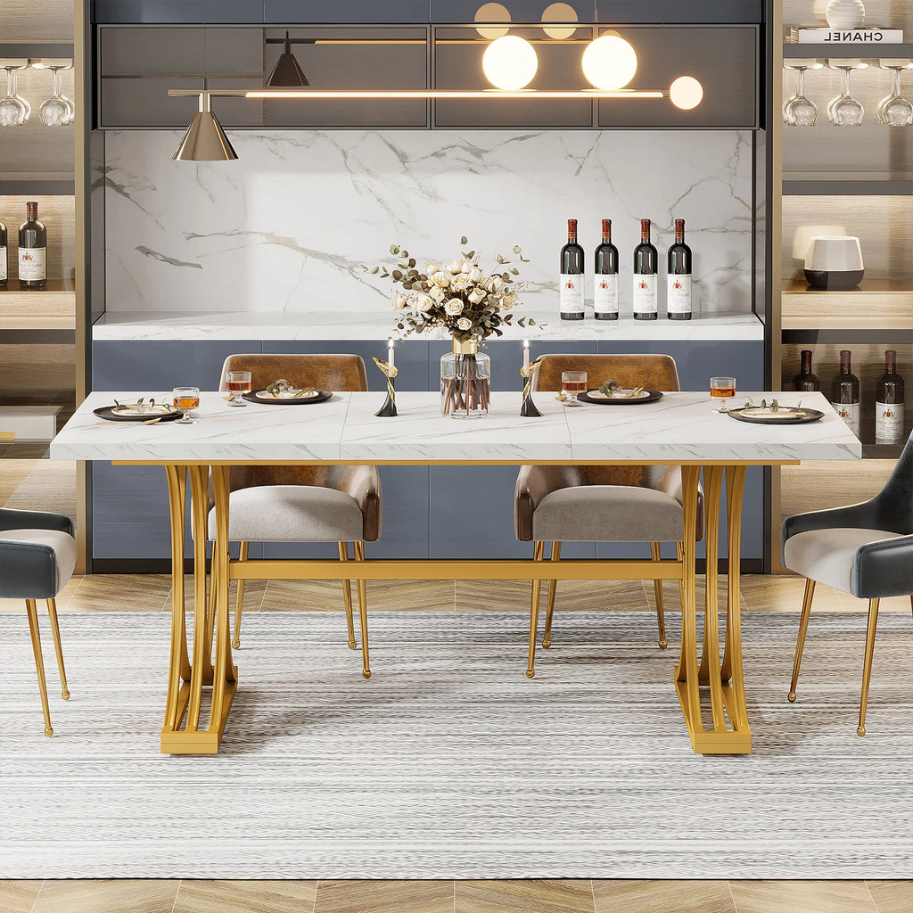 Tribesigns Faux Marble Rectangular Dining Table for 4 -6 People
