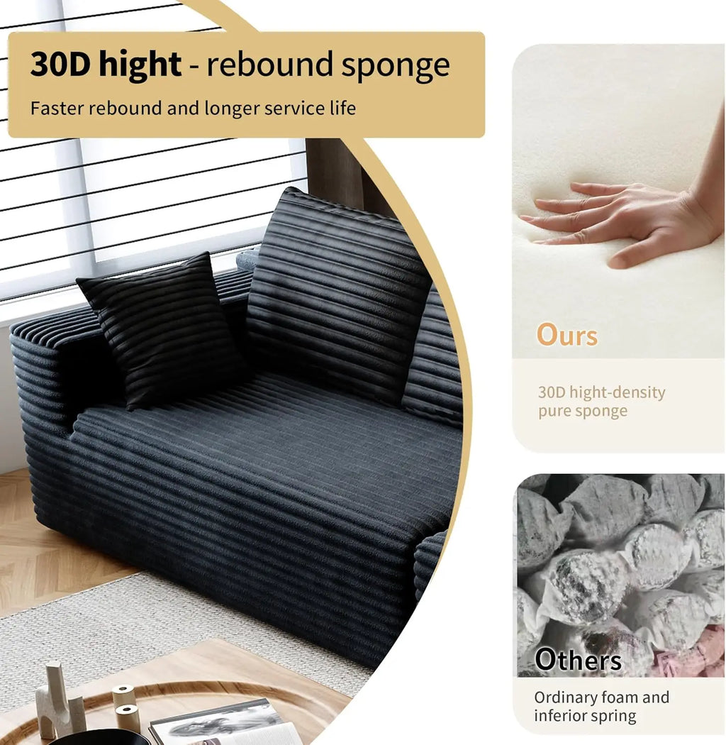 Plush Corduroy U-Shaped Sectional Sofa