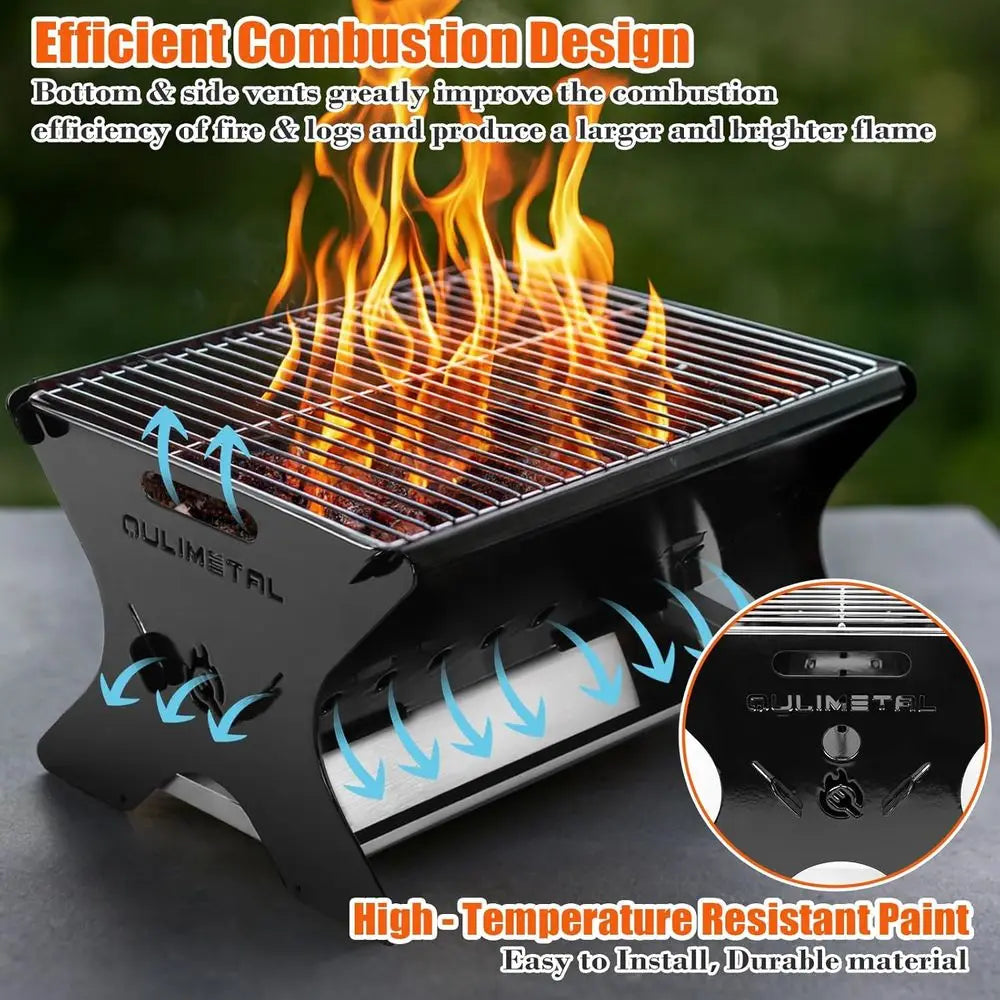 Portable Outdoor BBQ Grill Durable Charcoal/Gas with Carry Bag