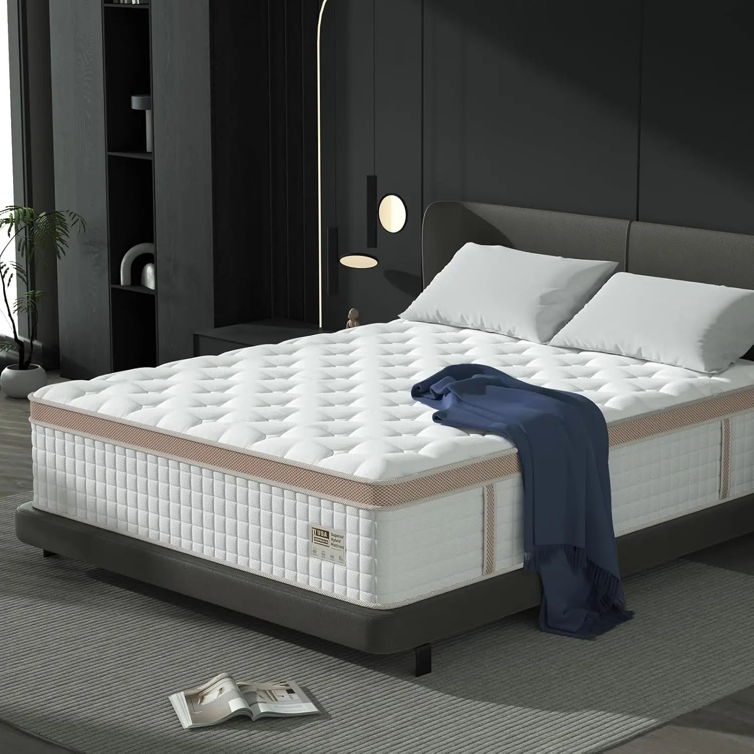 BedStory 14'' Luxury Hybrid Gel Memory Foam Mattress in Full, Queen, King, and Motion Isolated