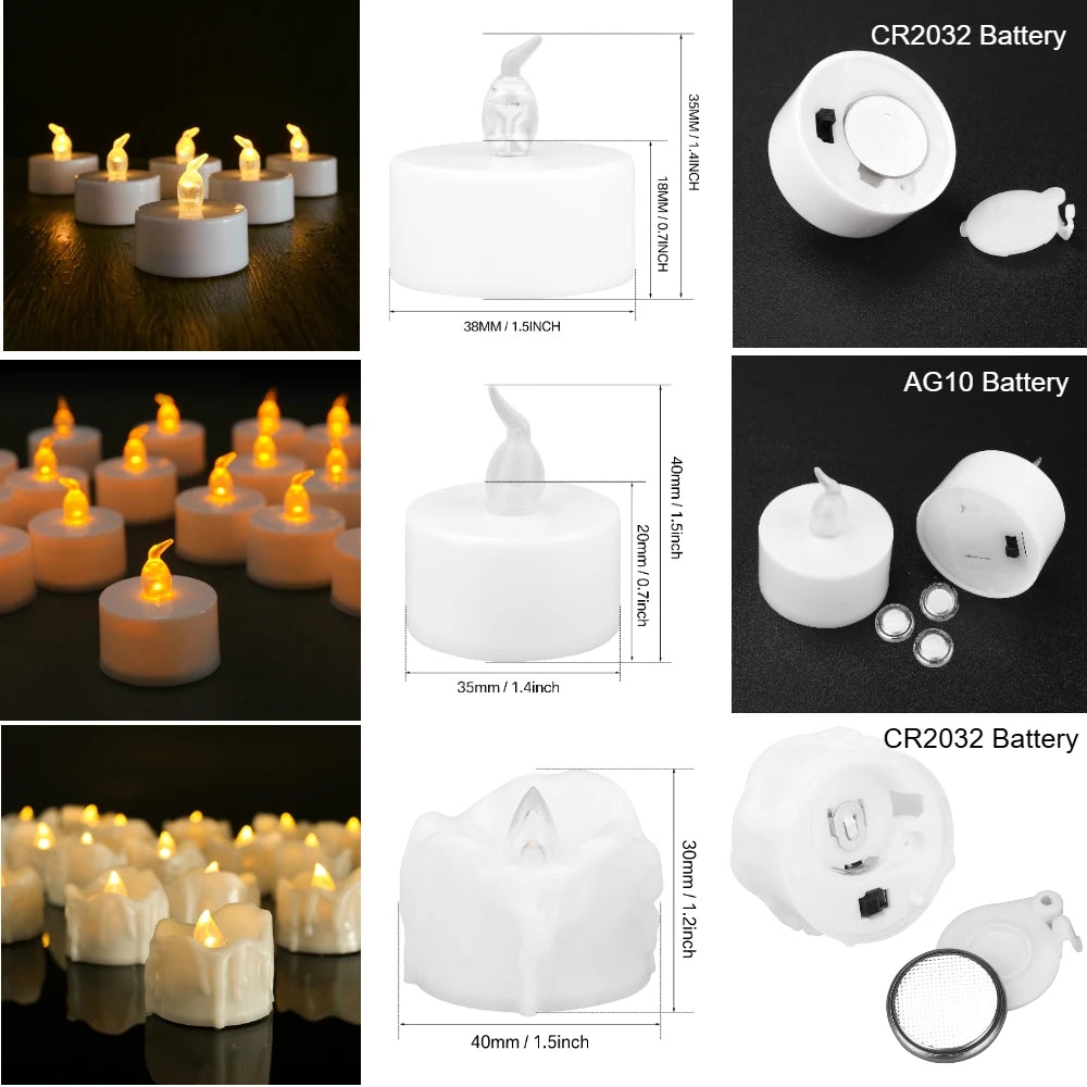 LED Tea Lights Candles Realistic Flickering Battery Operated
