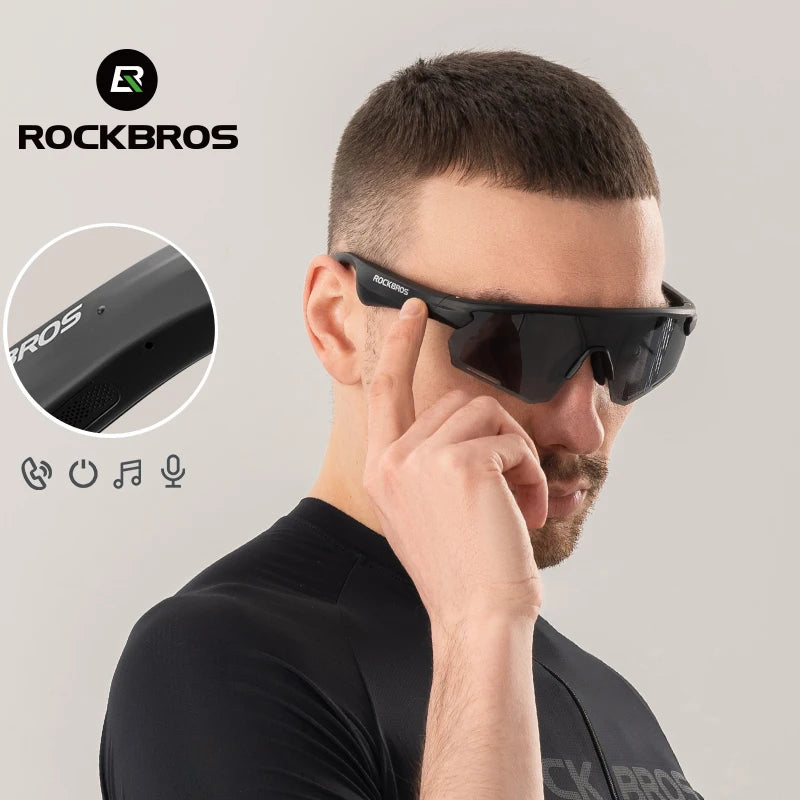 ROCKBROS Polarized Cycling Glasses with Wireless Bluetooth 5.2 Headset